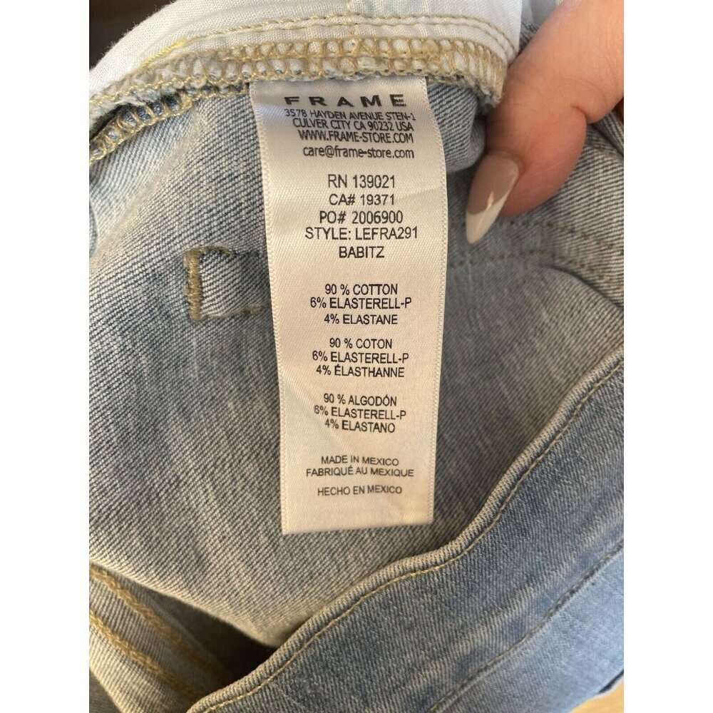 New FRAME Le Easy Flare High Rise Raw Hem Light Blue Jeans Babitz Size 29 - Picture 12 of 15